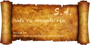Saáry Annamária névjegykártya